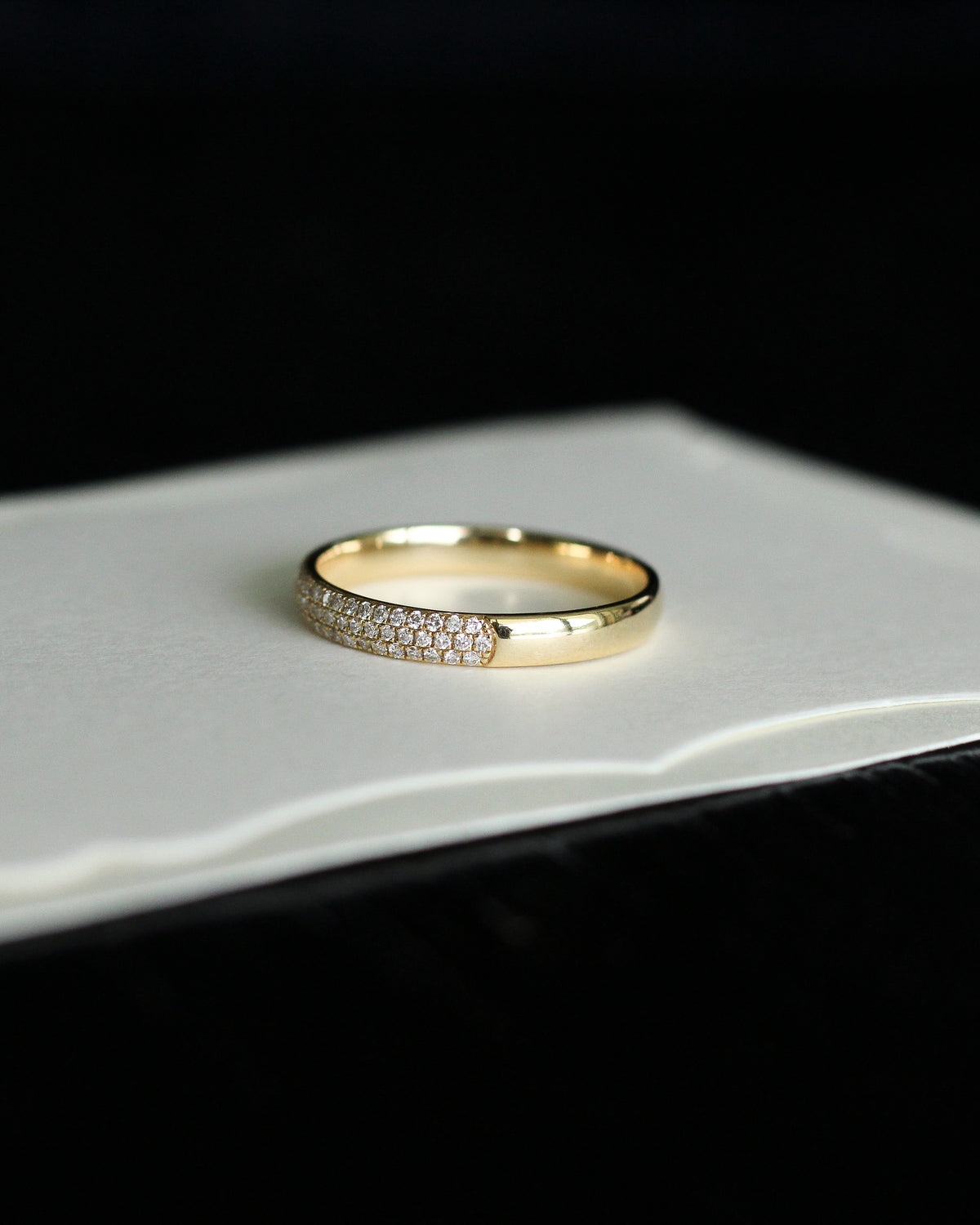 Half pavé diamond band