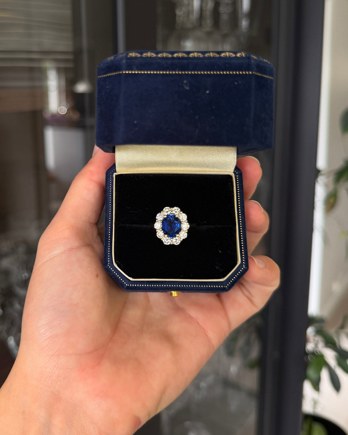 Sapphire & Diamond Cluster ring