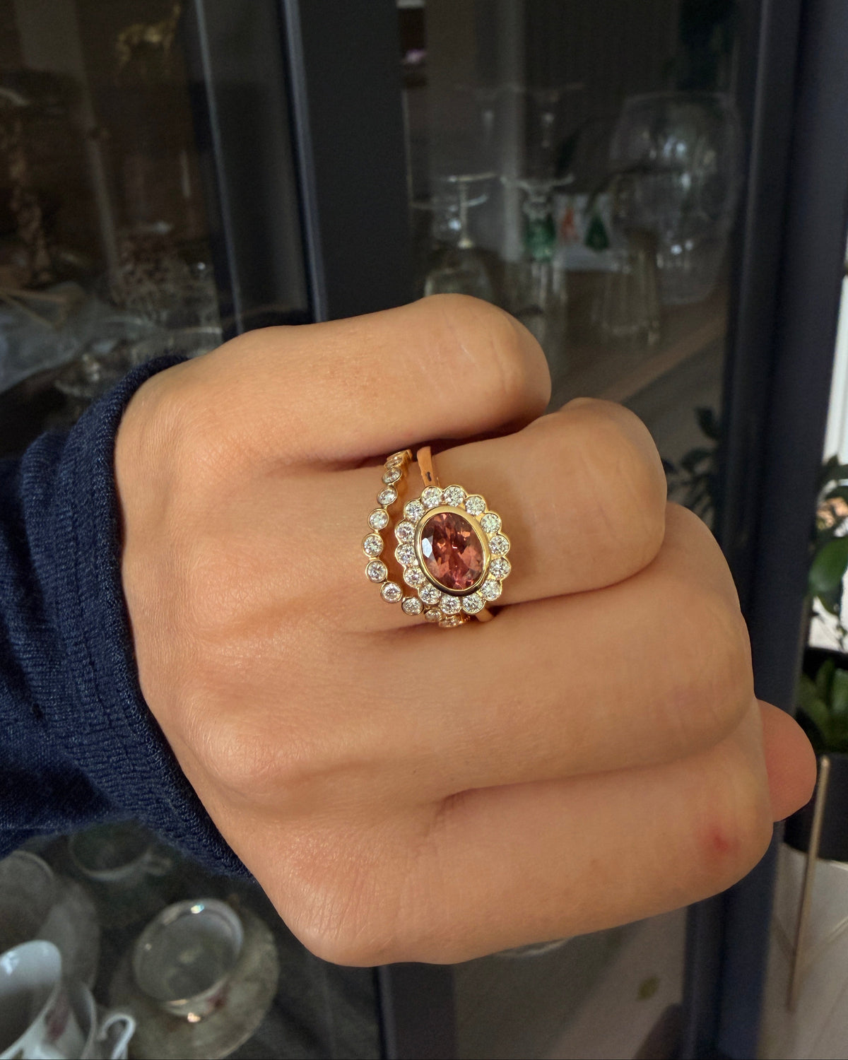Rust red tourmaline ring