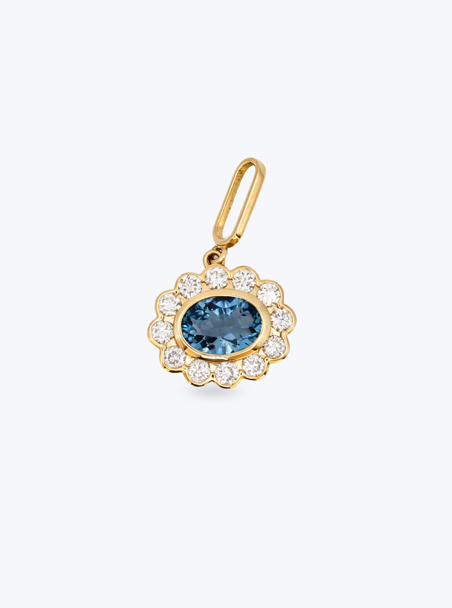 Sideways Blue Topaz Floral Pendant