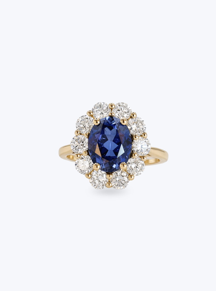 Sapphire & Diamond Cluster ring