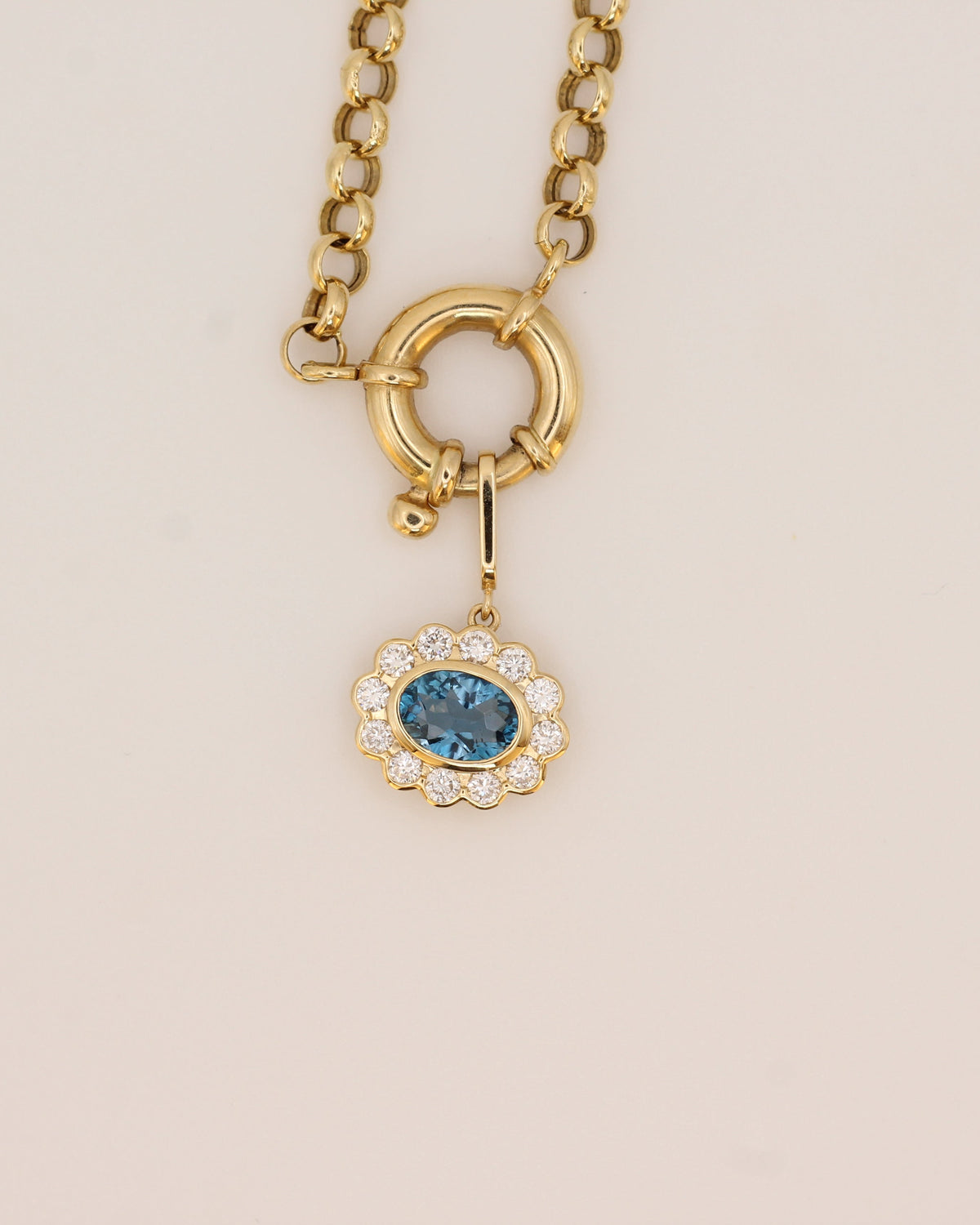 Sideways Blue Topaz Floral Pendant