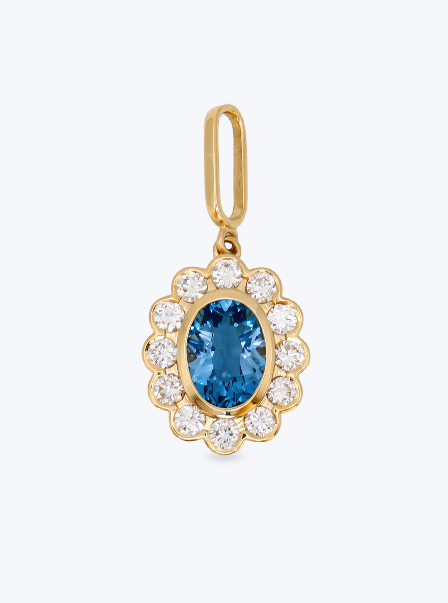 Standing Blue Topaz Floral Pendant
