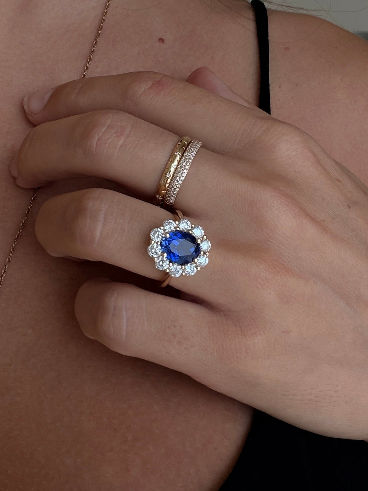 Sapphire & Diamond Cluster ring